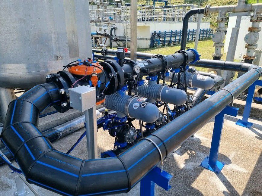 Water supply reservoir and distribution pipeline infrastructure for township